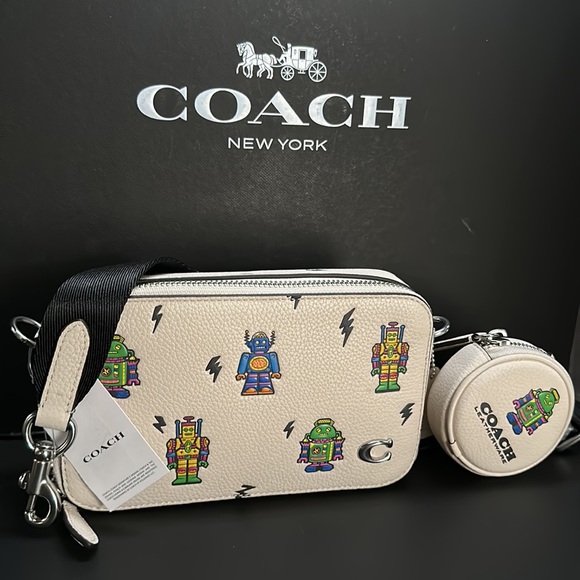 Coach Cosmic Charter Slim Crossbody Robot Print bag Leather Purse Graphic Motif - Picture 4 of 10